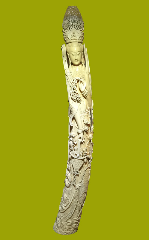 Largest in Japan Avalokitesvara Ivory Sculpture（Koukadou’s Products/ Results）