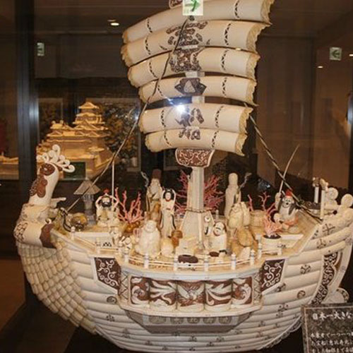 Largest in Japan Ivory Sculpture of Treasure Boat Bearing the Seven Deities of Good Fortune